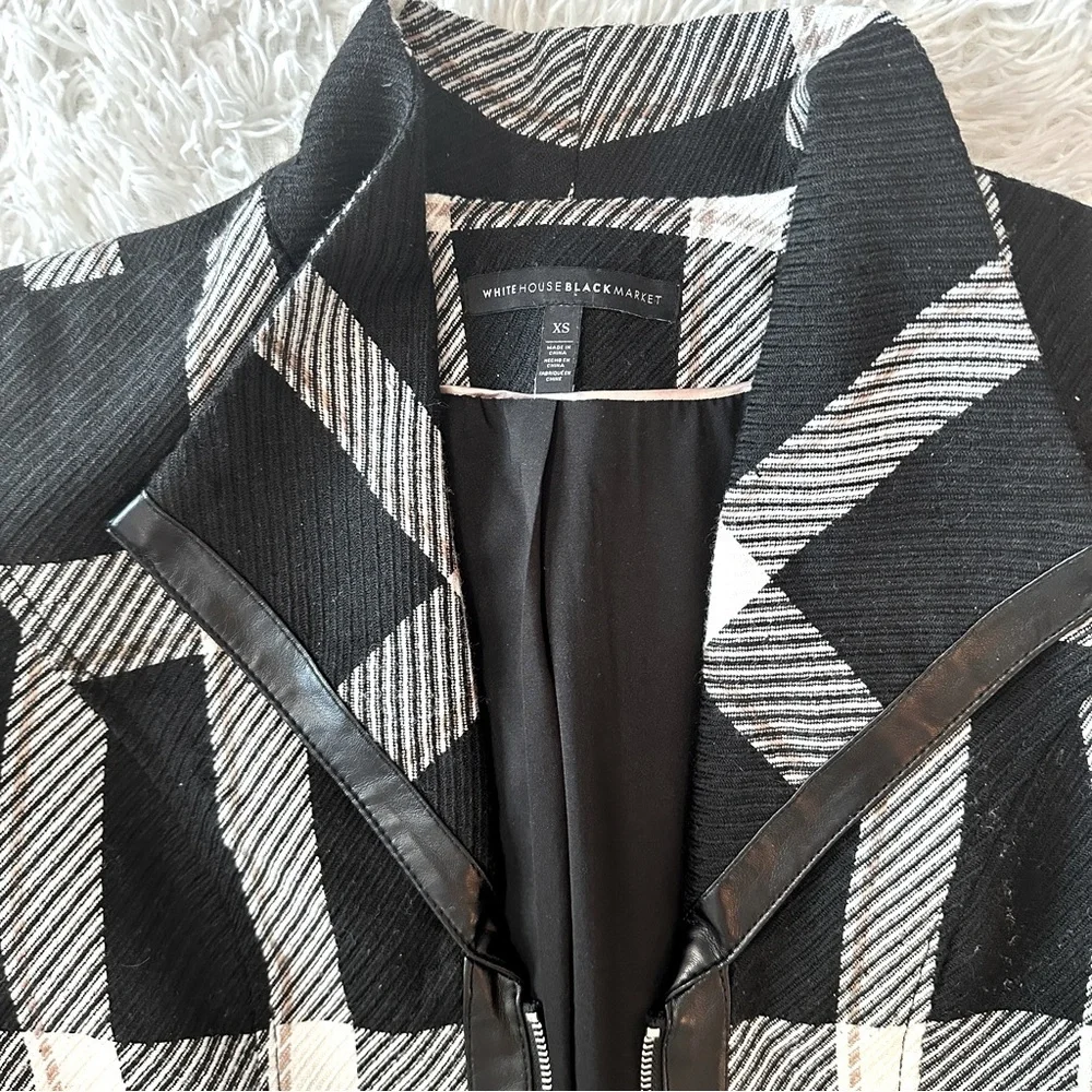 White House Black Market Plaid Moto Coat – Size XS - Picture 9 of 16